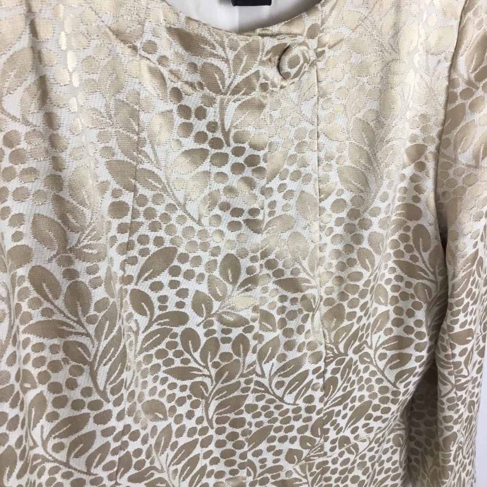 BOB MACKIE Creamy Gold Botanic Polka Dots Print Peplum Jacket Size 14 - Picture 4 of 12